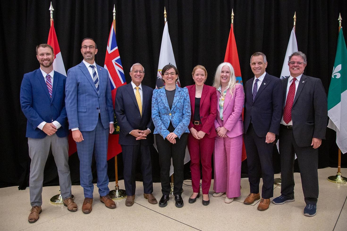 From left: Jeff Smirle, Hon. Nolan Quinn, Hon. Vic Fedeli, Marie-Eve Sylvestre, Julie St-Pierre, Dr. Melissa Forgie, Mayor Mark Sutcliffe and Ken Lawless.