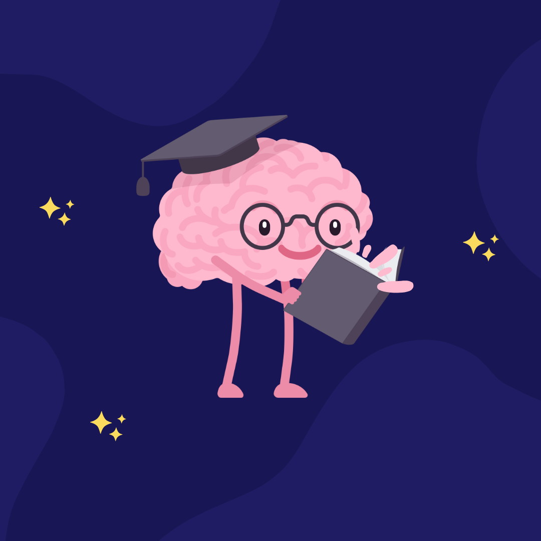 illustration of a brain reading a book