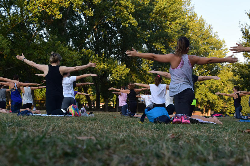 People doing Yoga Outdoors