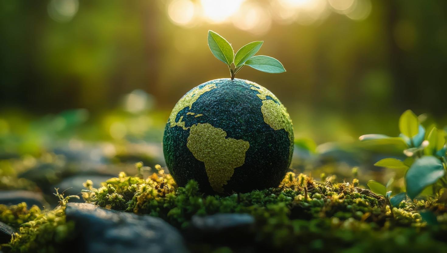 Planet with a plant growing from it