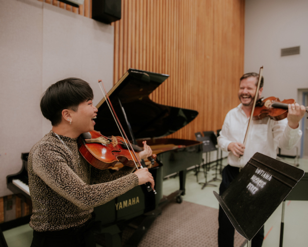 Student playing the violin