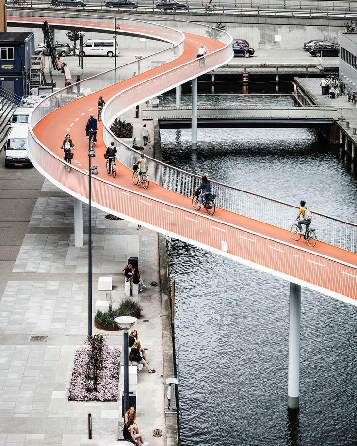 People walking and biking outside