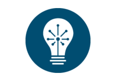 Blue icon for photonics, with a lightbulb