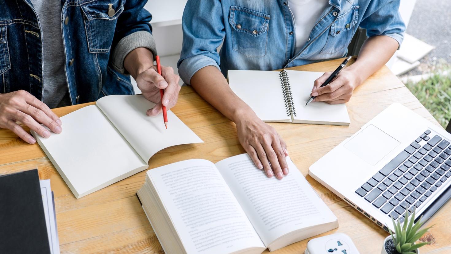 Students studying together.