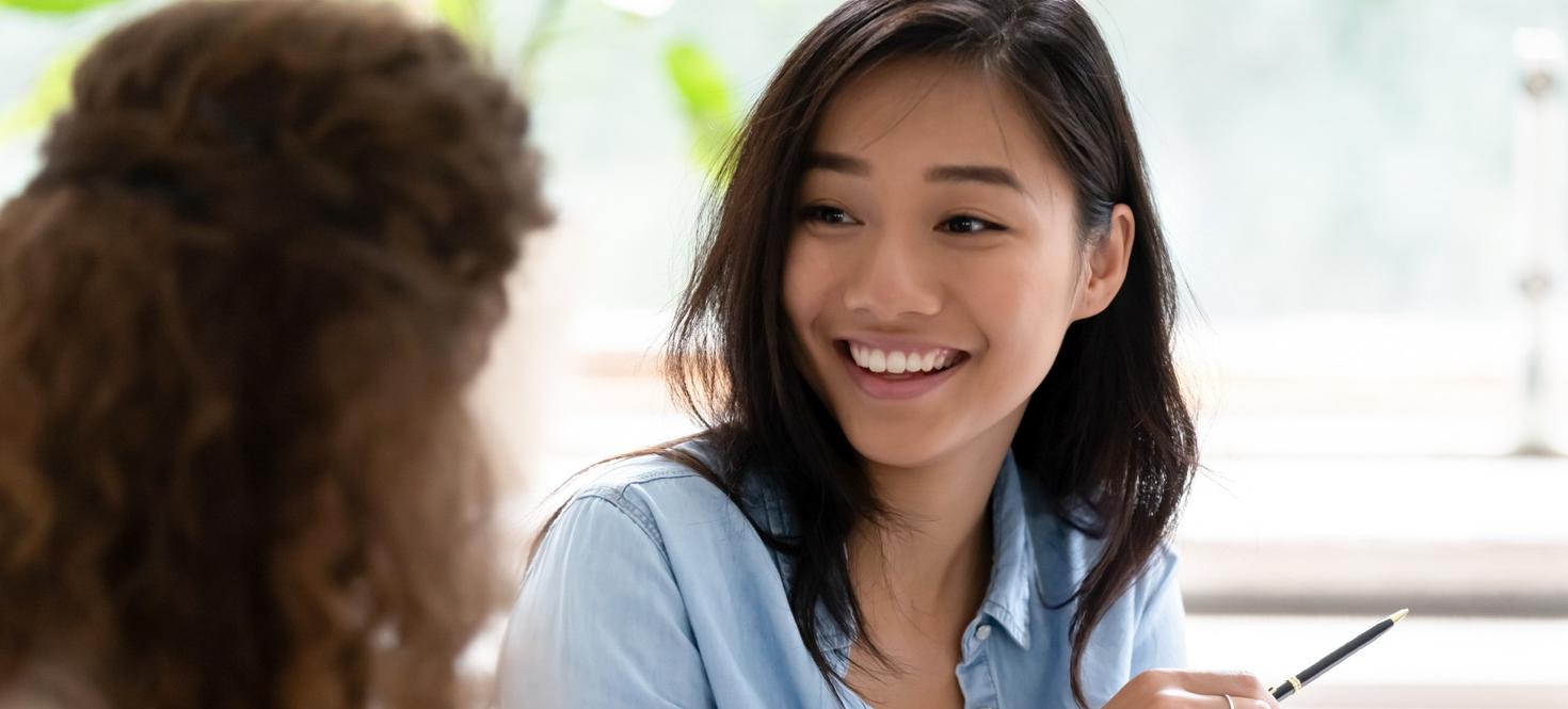 students talkinig
