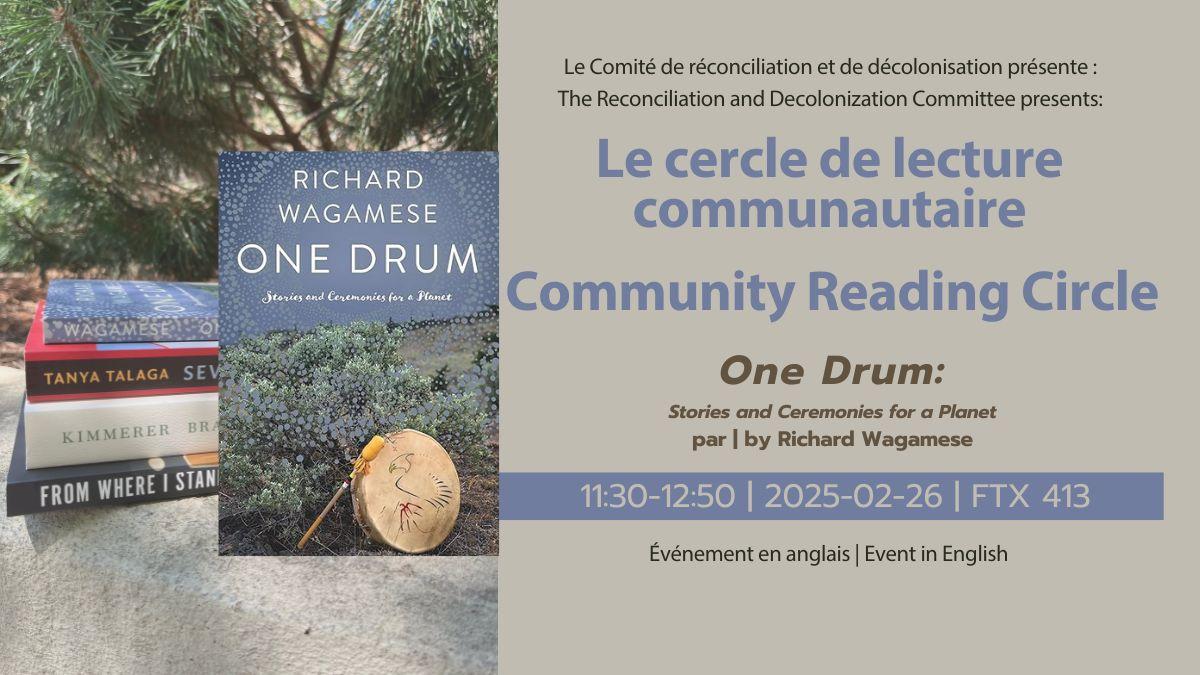 The book cover for One Drum stands against a backdrop of a stack of books