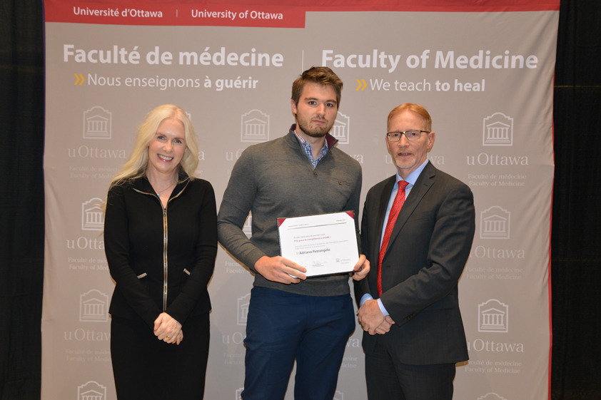 Photo of Dr. Melissa Forgie, Adriano Petrangelo and Dr. Bernard Jasmin.