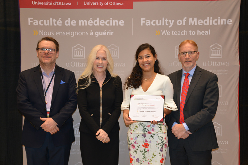 Photo of Dr. Mark Walker, Dr. Melissa Forgie, Yamilée Hebert and Dr. Bernard Jasmin