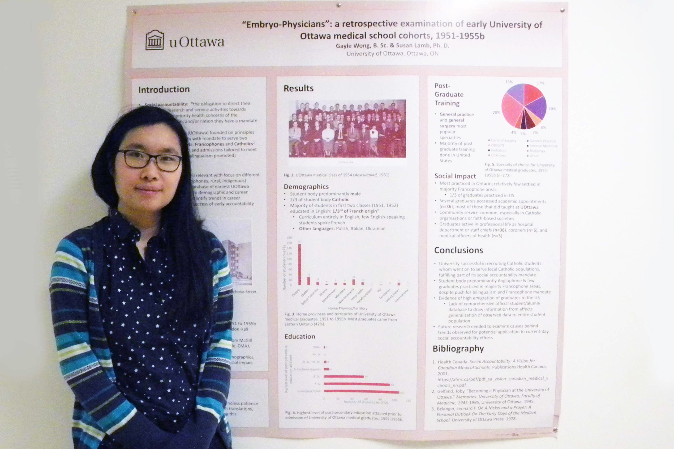 Photo of Gayle Wong standing in front of her poster.