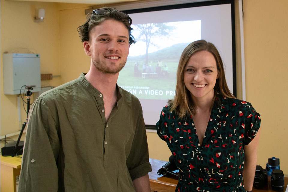 Nicholas Castel and Nicole Bergen teaching videography in Ethiopia.