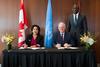 Special Representative of the UN Secretary-General on Sexual Violence in Conflict, Pramila Patten, the President and Vice-Chancellor of the University of Ottawa, Jacques Frémont, and the Vice-President, International and Francophonie of the University of Ottawa, Sanni Yaya