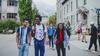 Students walking on campus